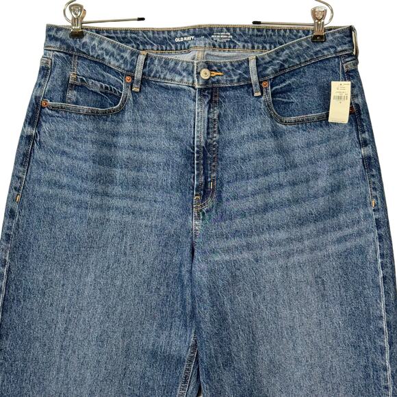 Old Navy Extra High Rise Sky-Hi Wide-Leg Jeans Women16 Stretch Retro Skater New - Picture 3 of 16